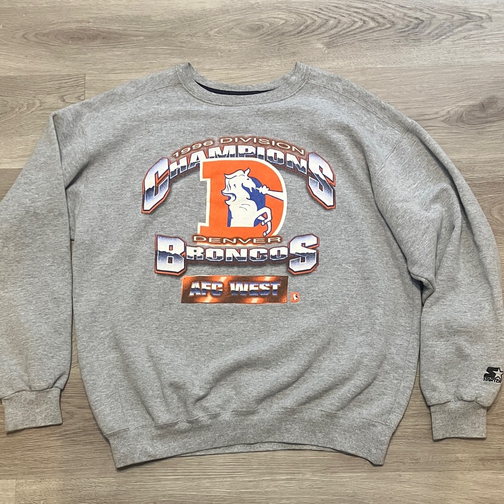 Vintage Starter ‘1996 AFC West Champions’ Denver Broncos Crewneck Sweater